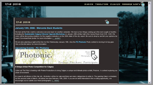The Polis Website - circa Sept 2005